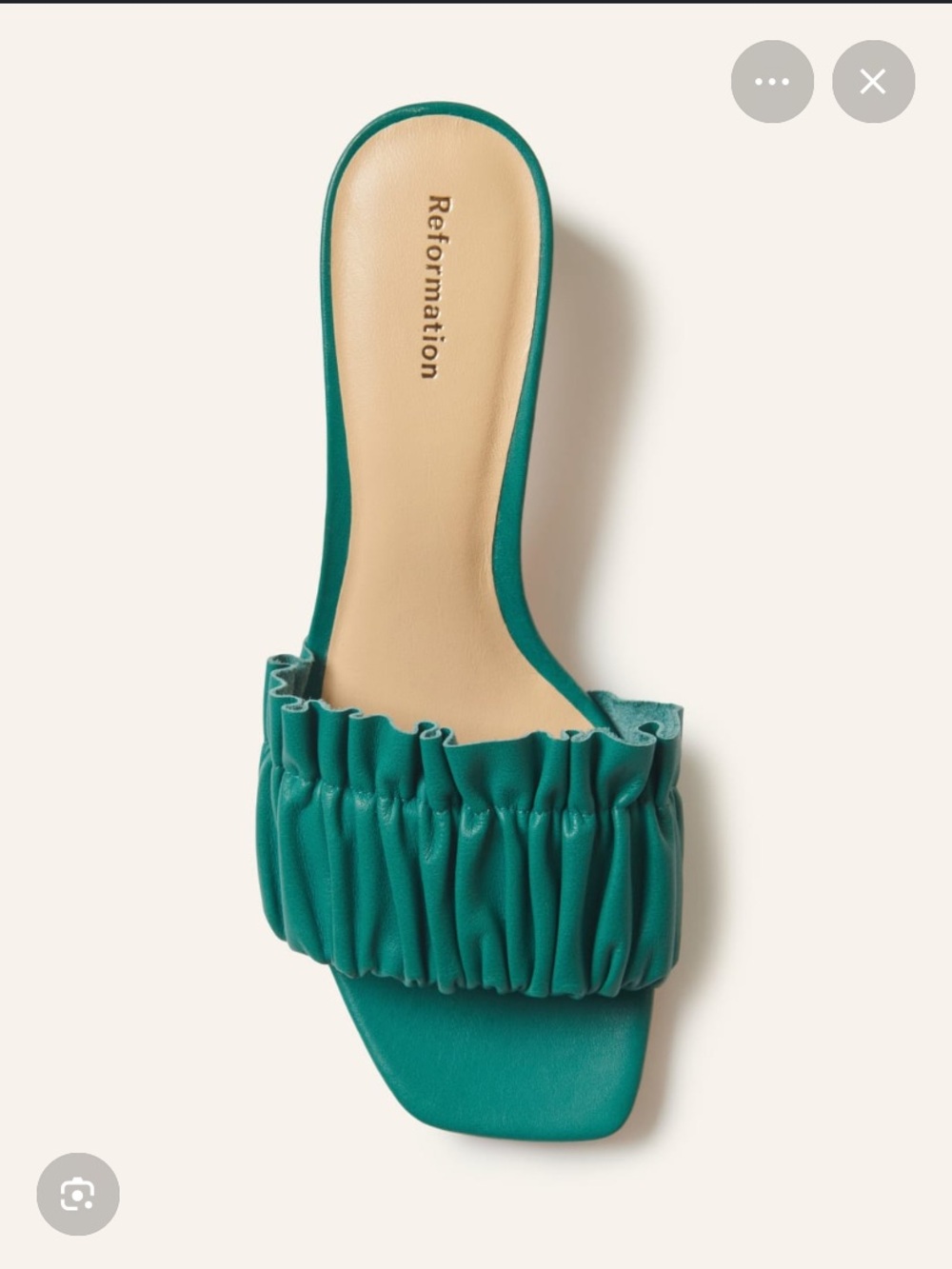 Reformation Shereen Ruched Block Heel Mule in Tidepool
